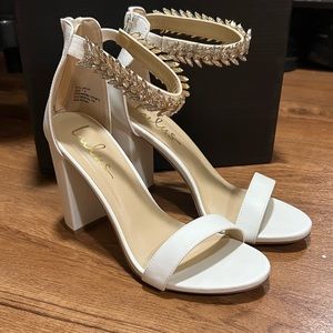 Lulu’s Mylan White Ankle Strap Heels